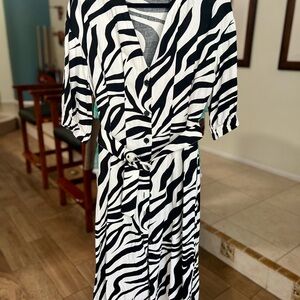 Zara Black and White Zebra Long Sleeve Dress